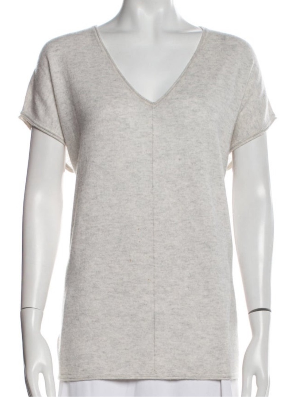 GREAT CONDTN Vince Light Grey V-Neck Short Cashmere Top (large)
